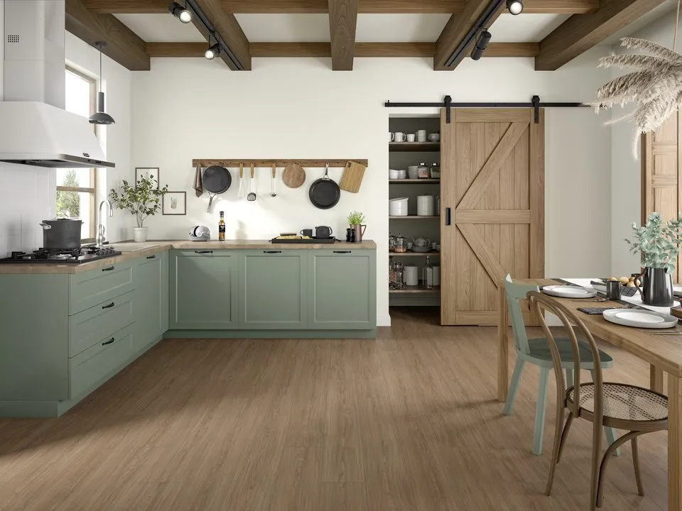 Piso laminado Roble Casella Marrón.